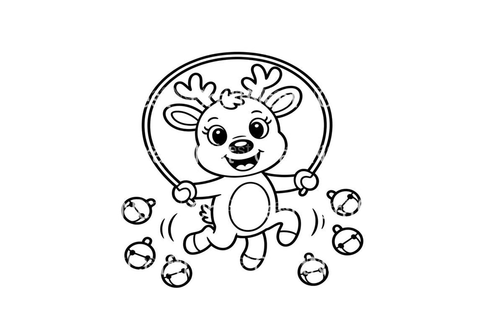 Playful Reindeer Jumping Rope Coloring Books