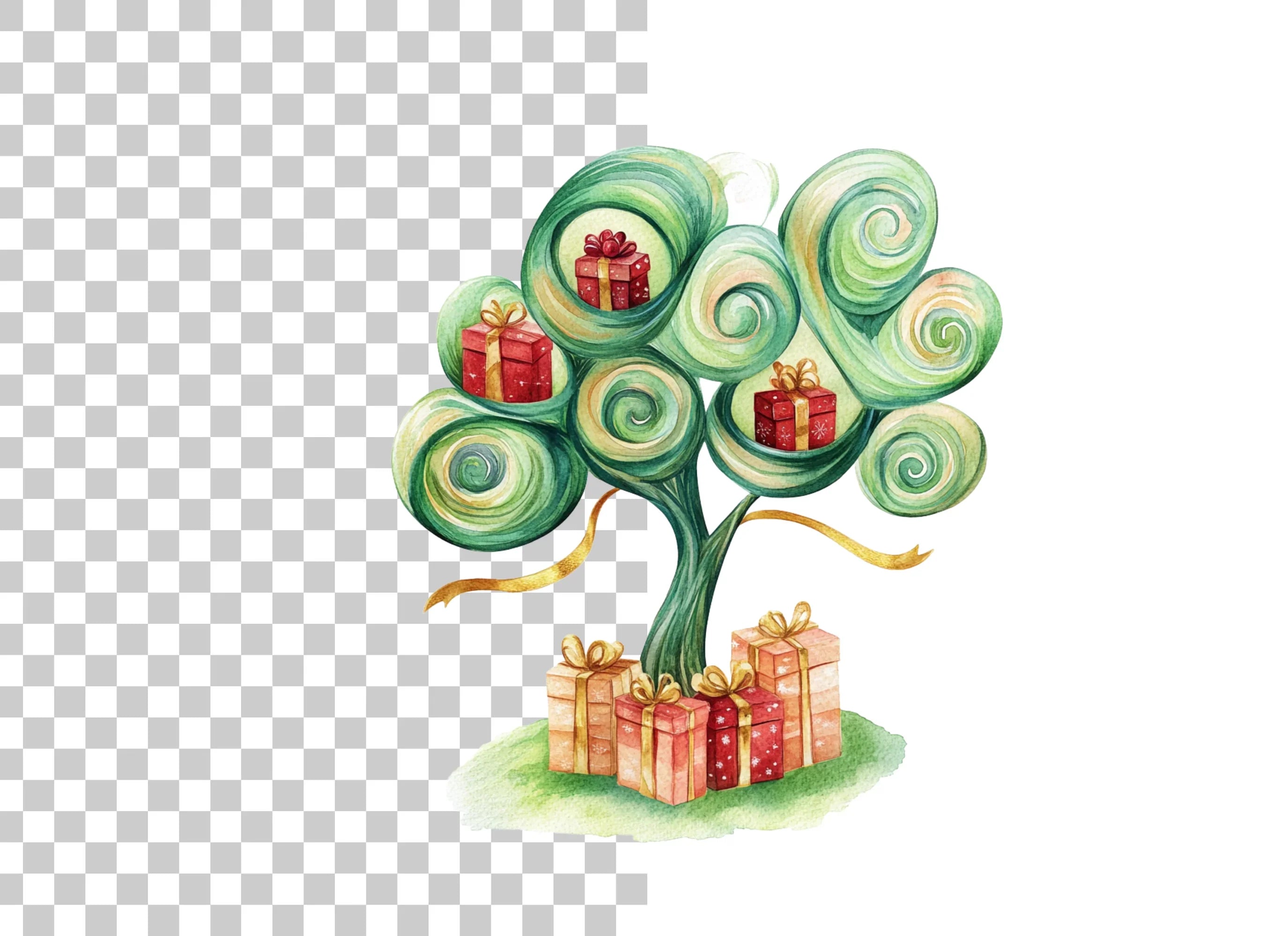 Whimsical Gift Tree Clipart Bundle