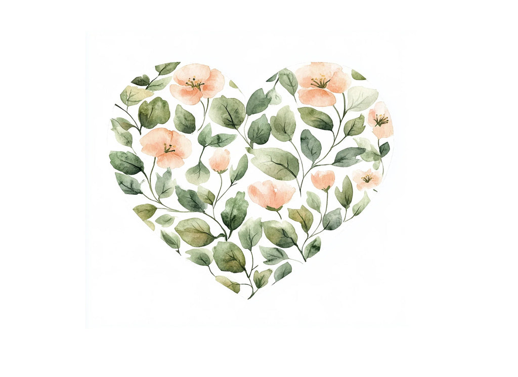 Blush Pink Floral Heart Clipart Bundle