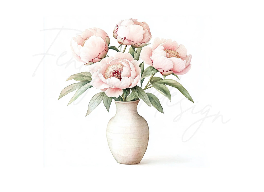 Elegant Pink Peony Bouquet Clipart Bundle