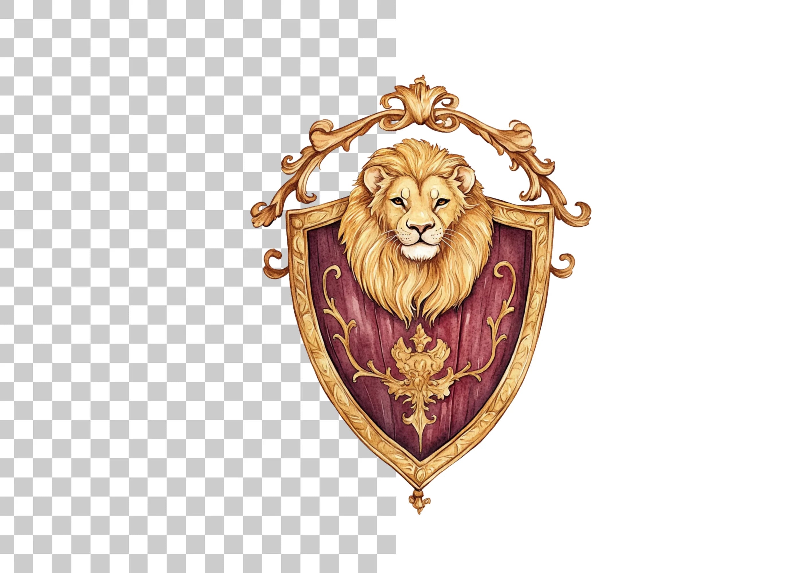 Royal Lion Shield Emblems Clipart Bundle