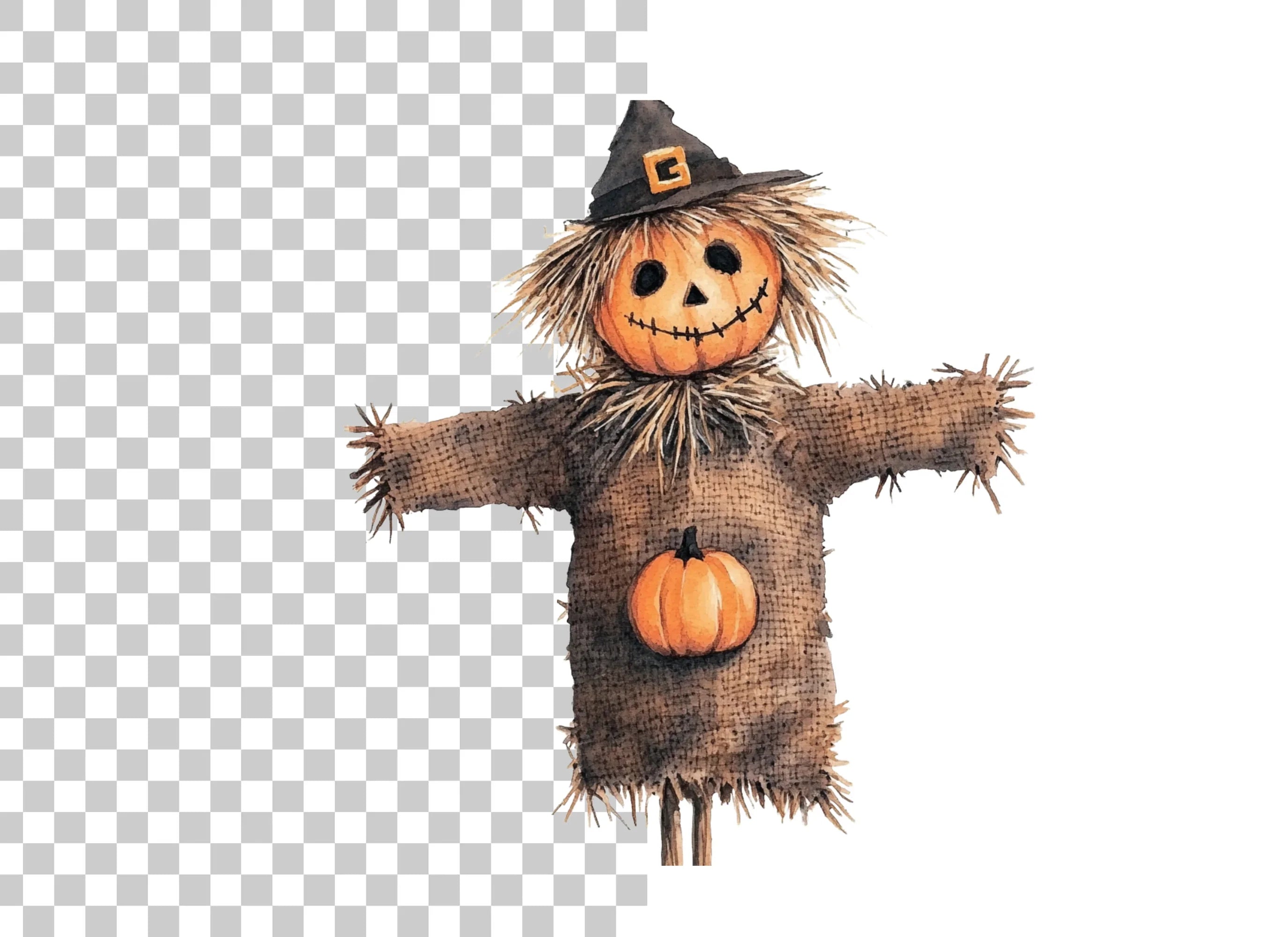 Cute Pumpkin Scarecrow Clipart Bundle