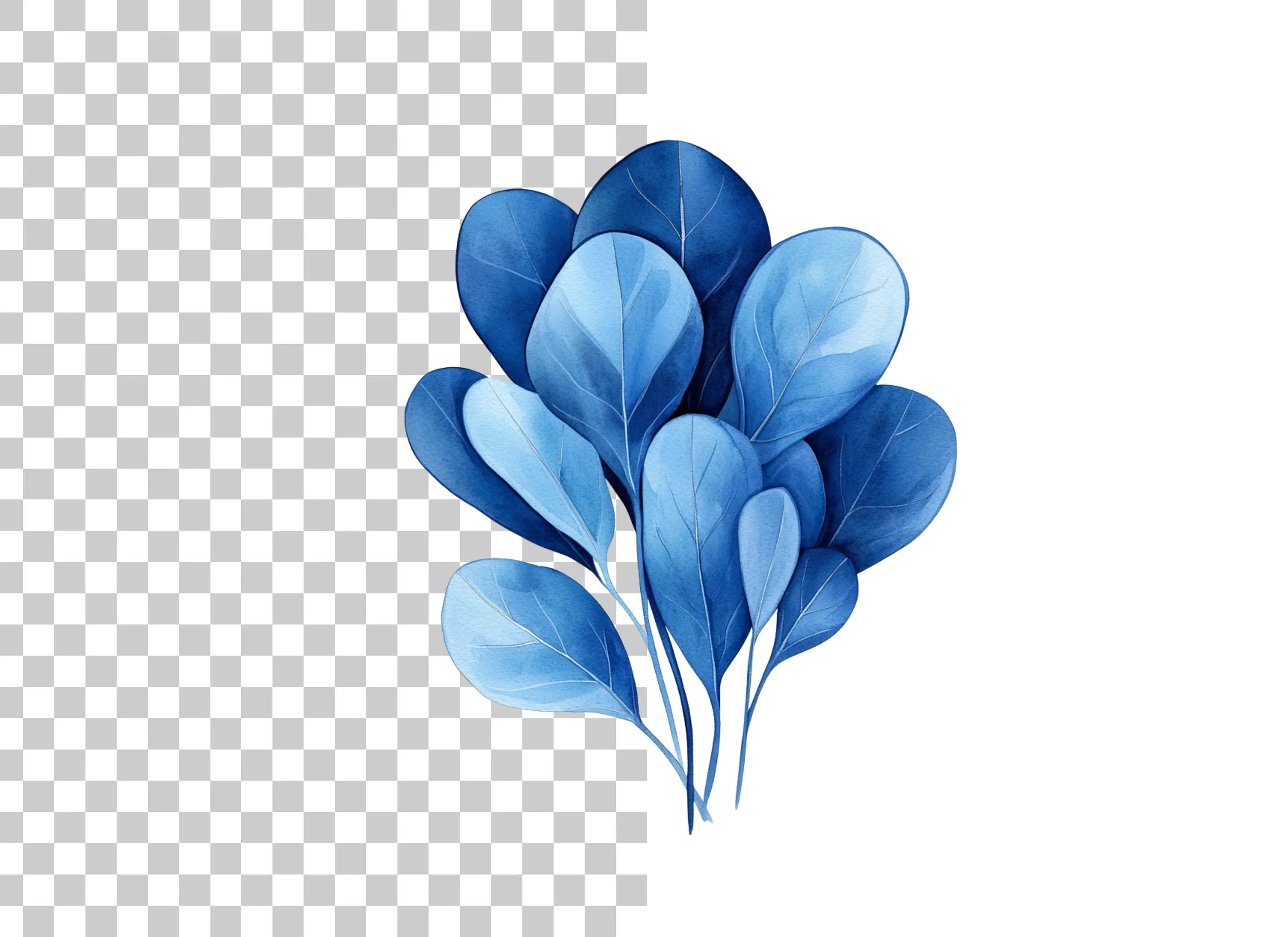 Blue Leaves Clipart Bundle