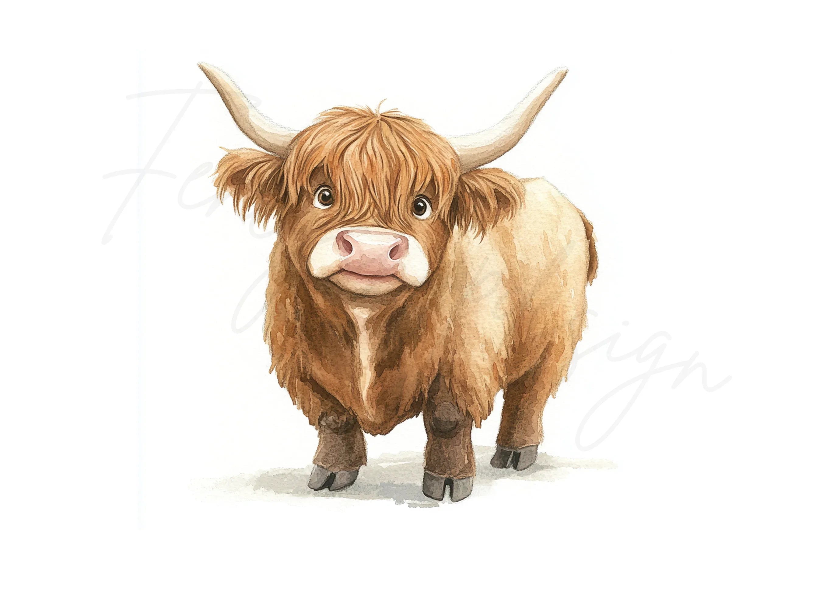 Cute Highland Cow Clipart Bundle