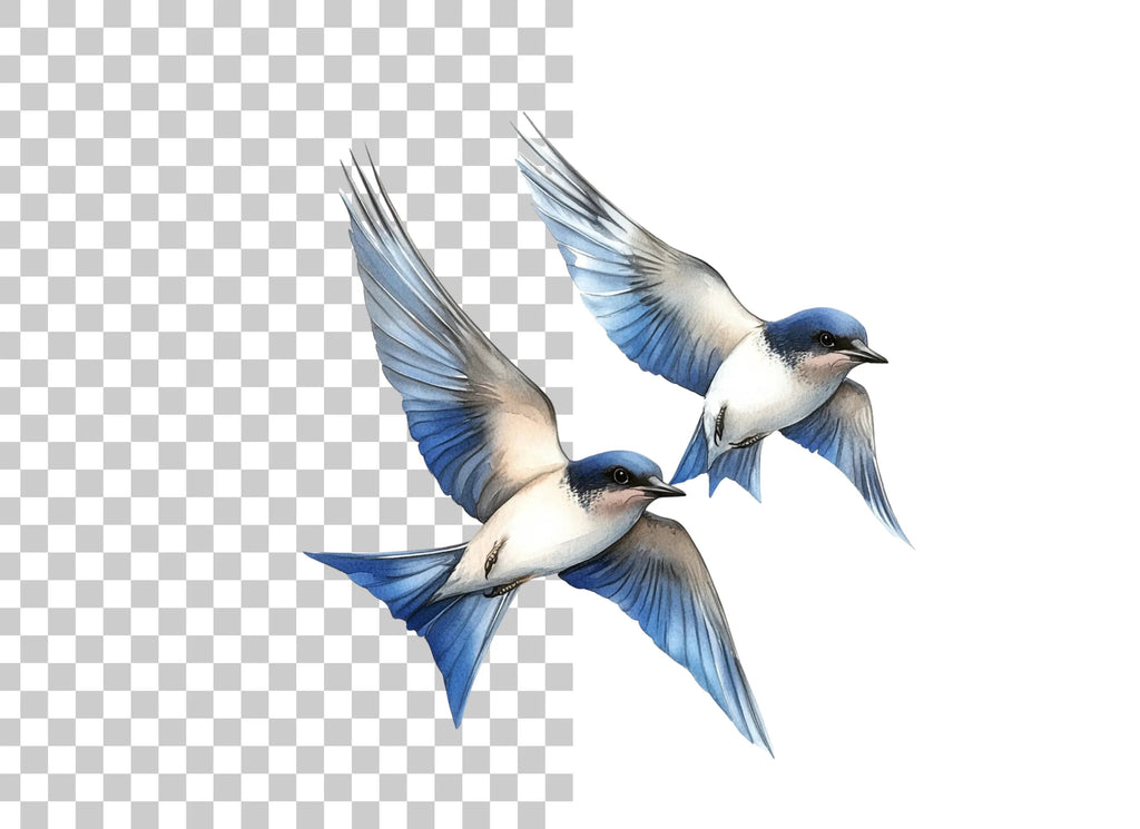 Graceful Blue Swallows Clipart Bundle