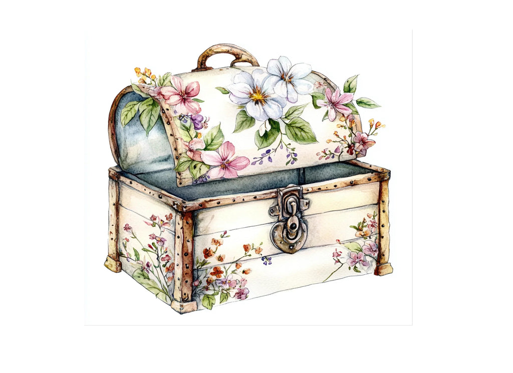 Floral Treasure Chest Clipart Bundle