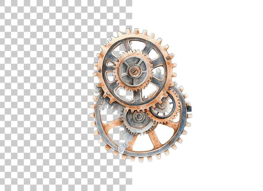 Rustic Interlocking Gears Clipart Bundle