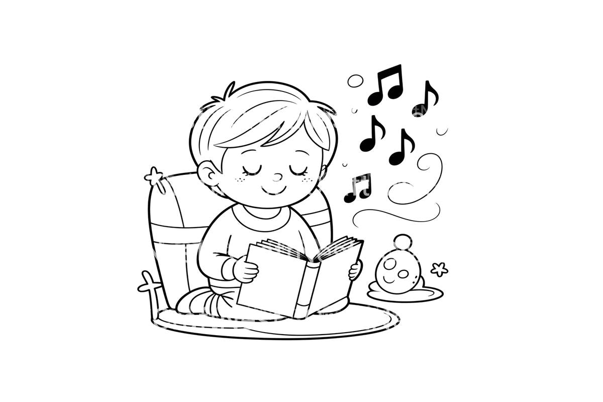 Cute Babies with Music Notes Coloring Books