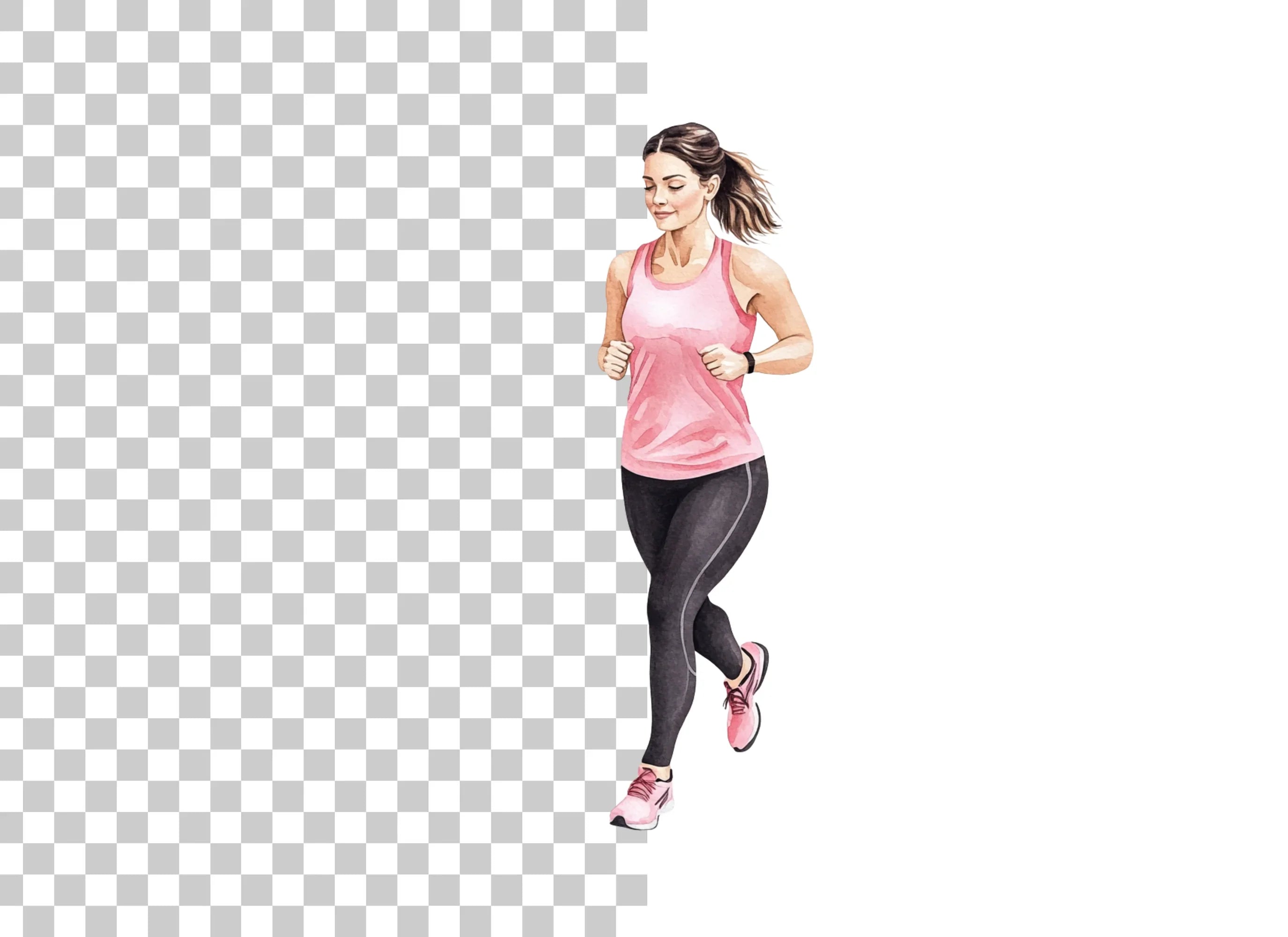 Fitness Woman Running Clipart Bundle