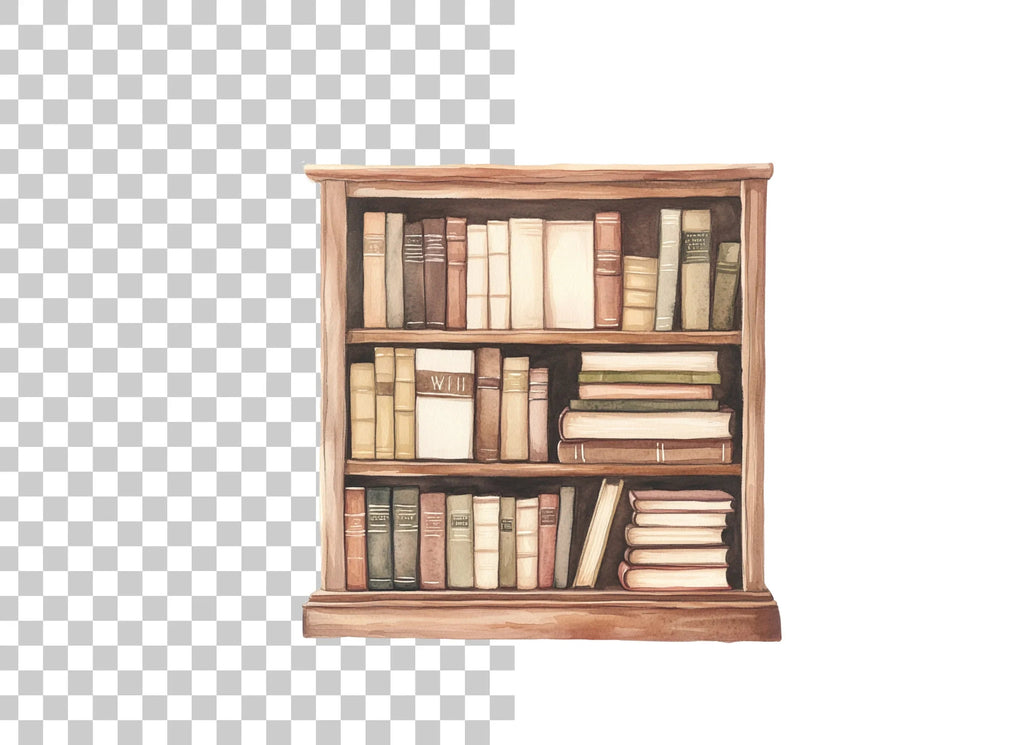 Vintage Bookshelf Clipart Bundle