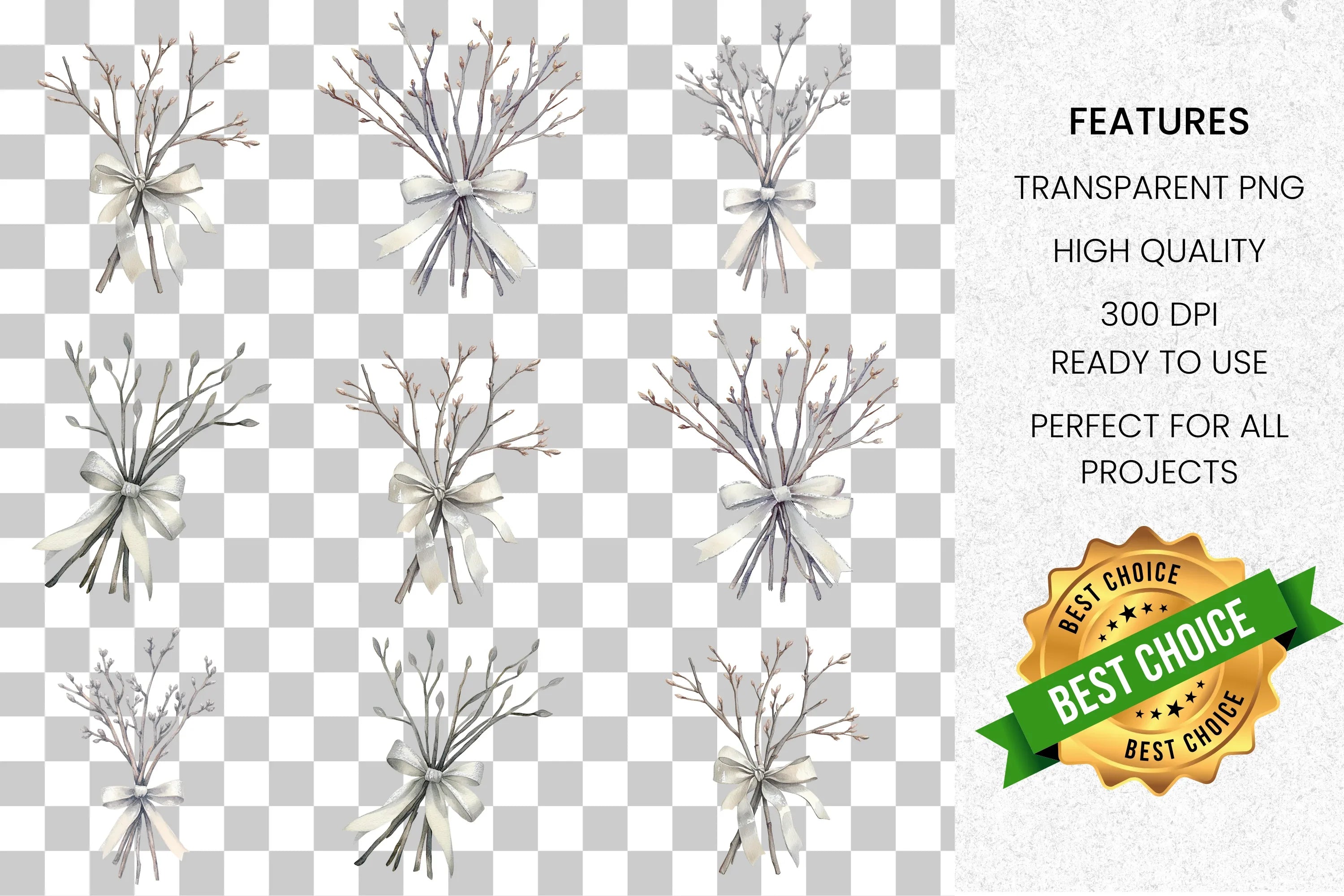Winter Branches Clipart Bundle