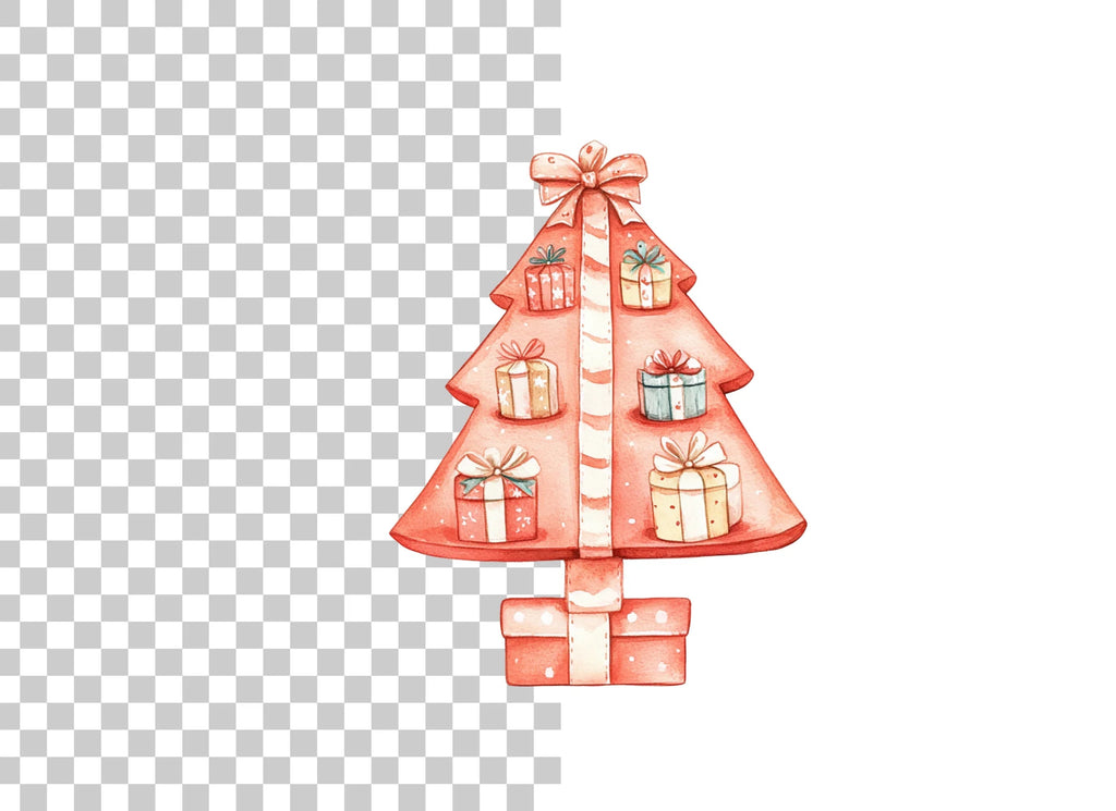 Cute Christmas Tree with Gifts Clipart Bundle