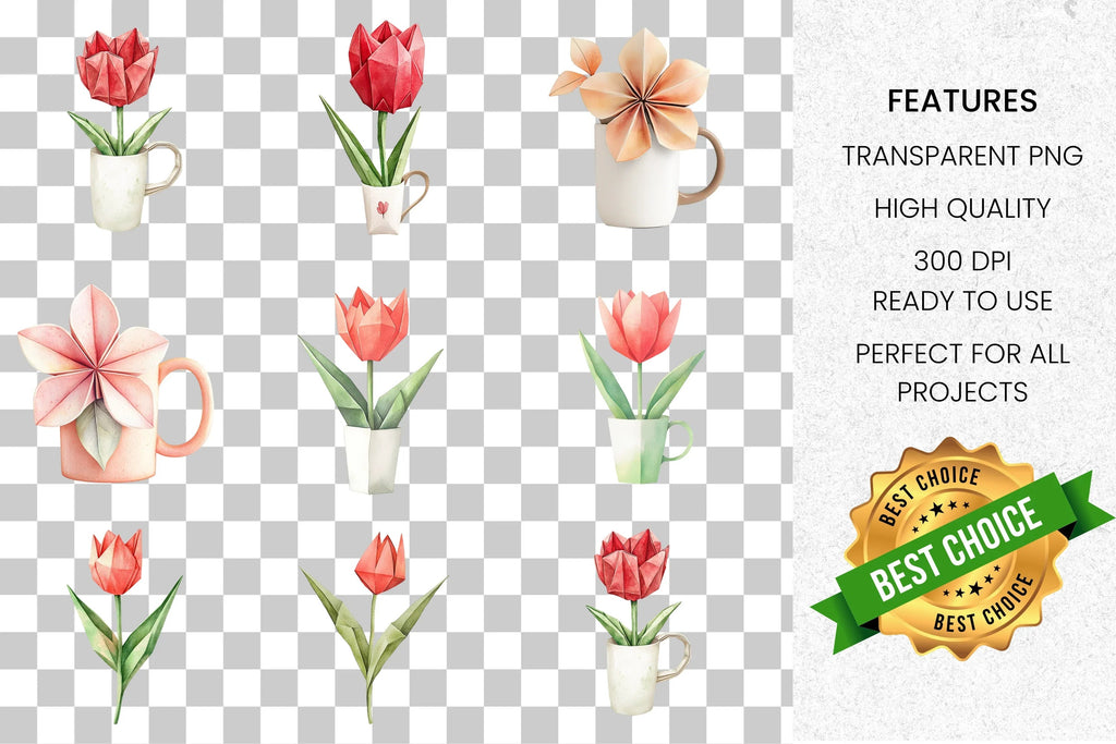 Vibrant Tulip Illustrations Clipart Bundle