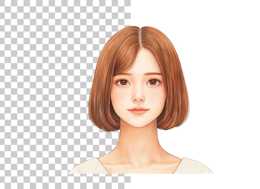 Cute Bob Haircut Girl Portrait Clipart Bundle