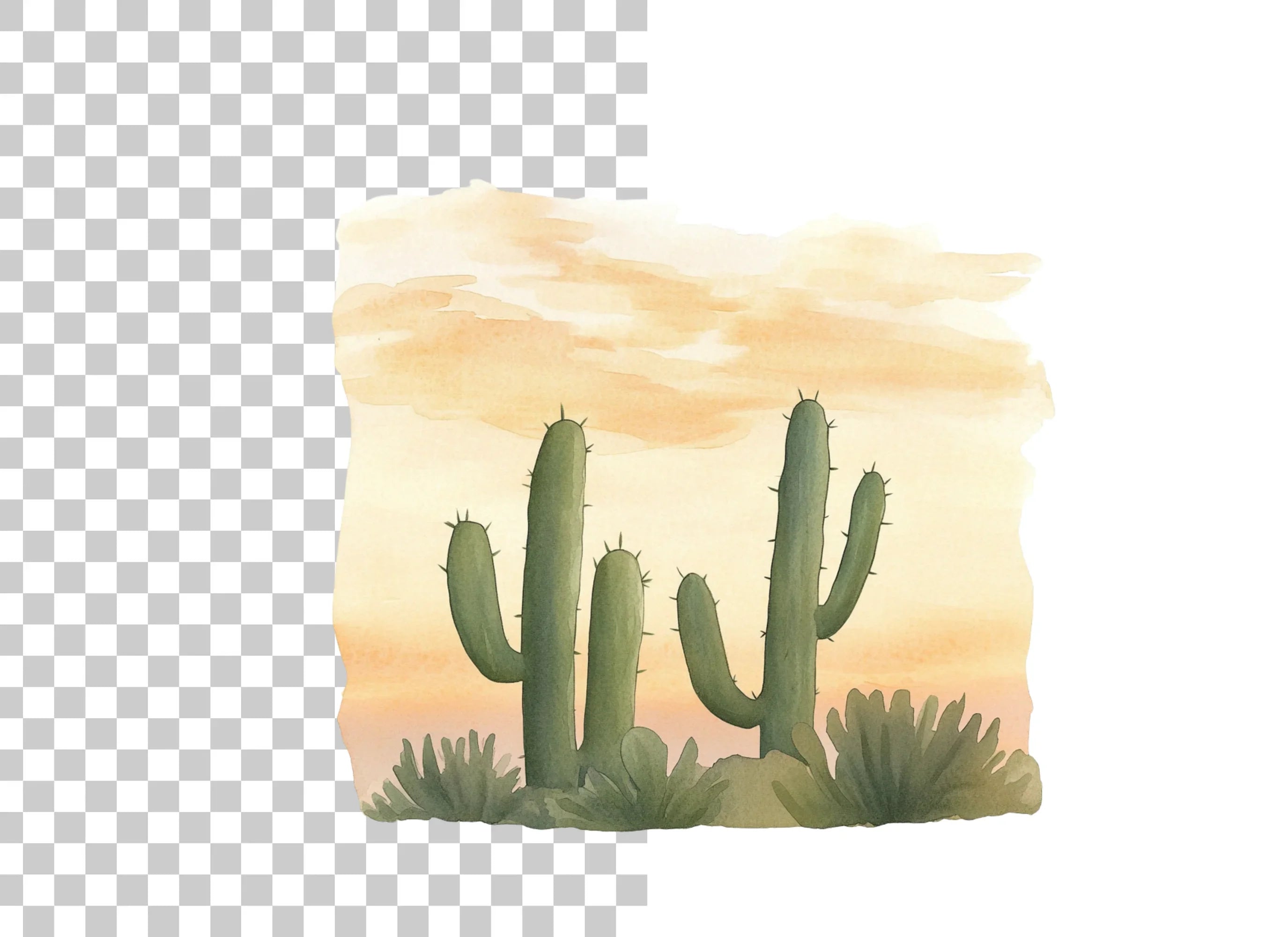 Desert Cactus Sunset Clipart Bundle