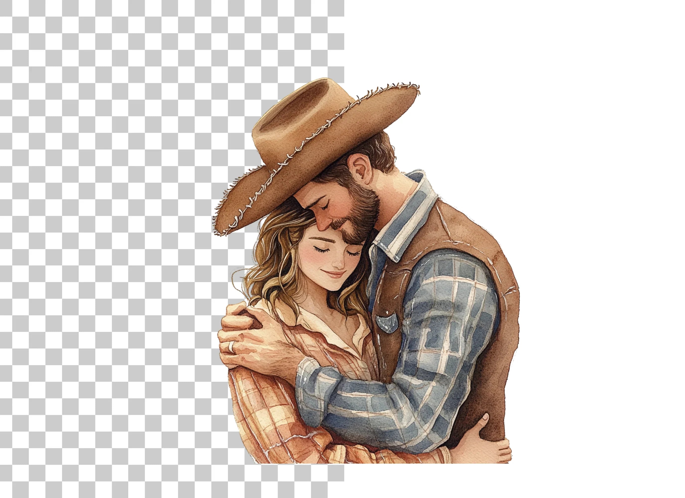 Cowboy Couple Hugging Clipart Bundle