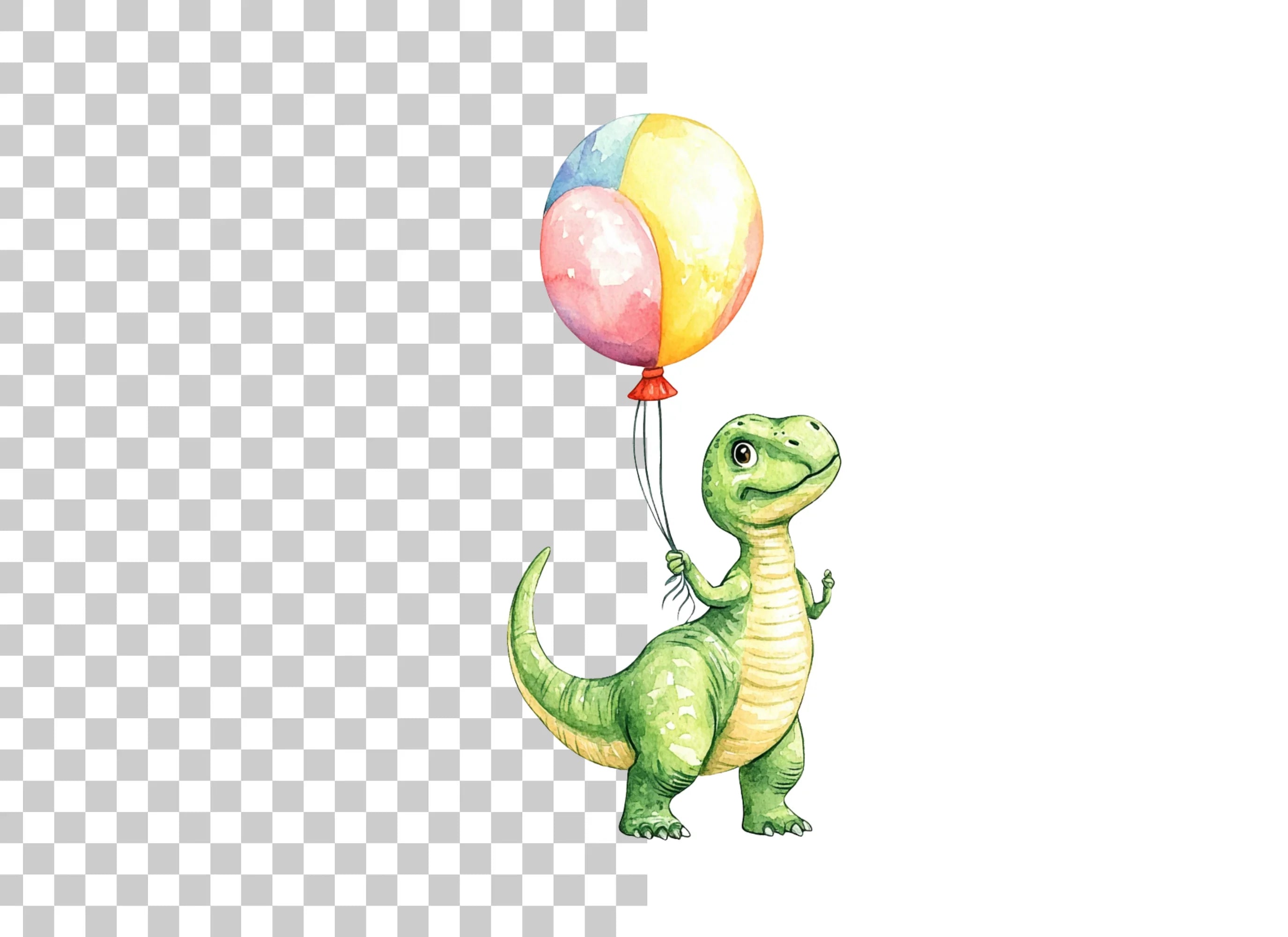 Cute Baby Dinosaur with Balloon Clipart Bundle