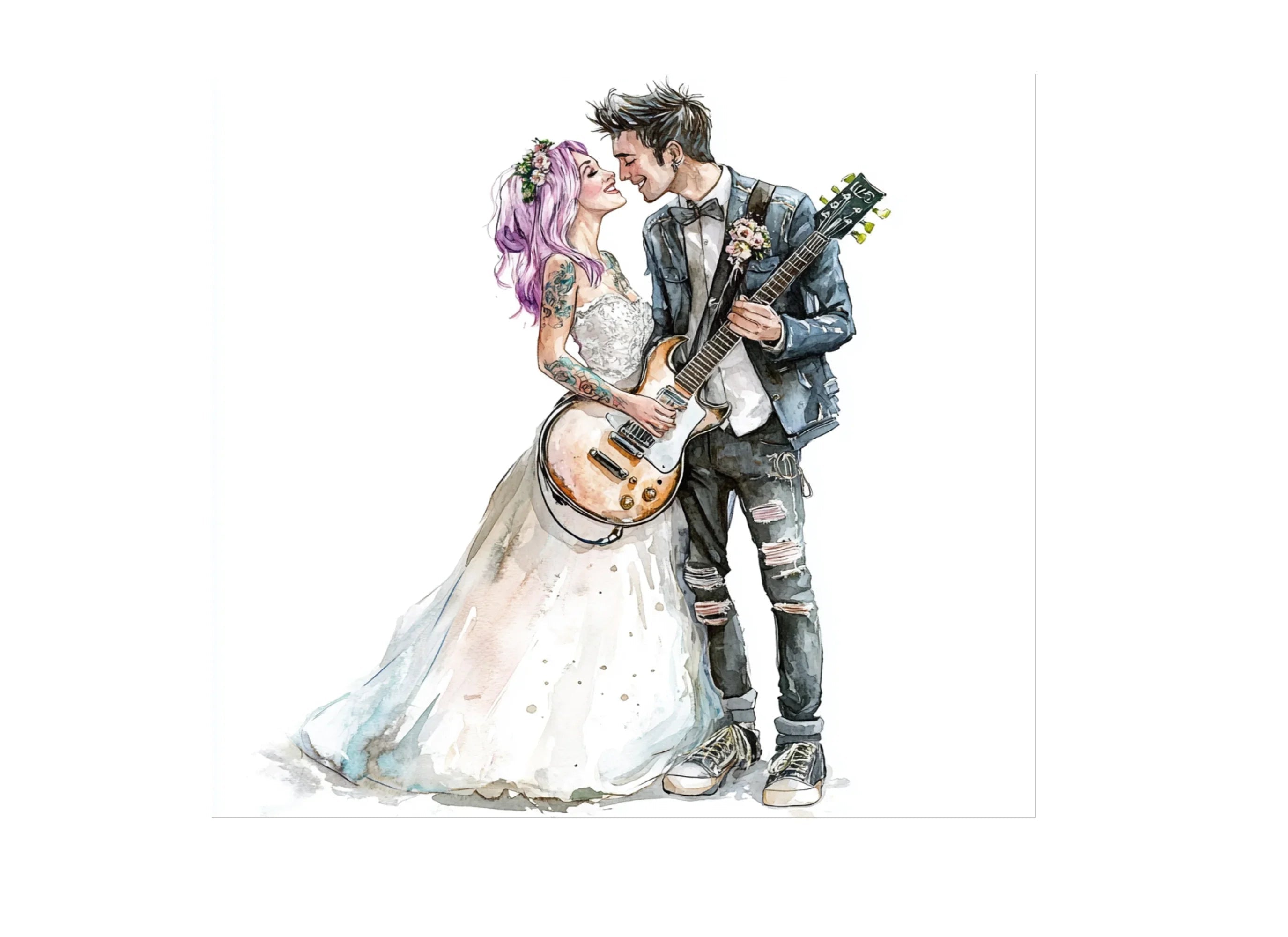 Rock Roll Wedding Couple Clipart Bundle