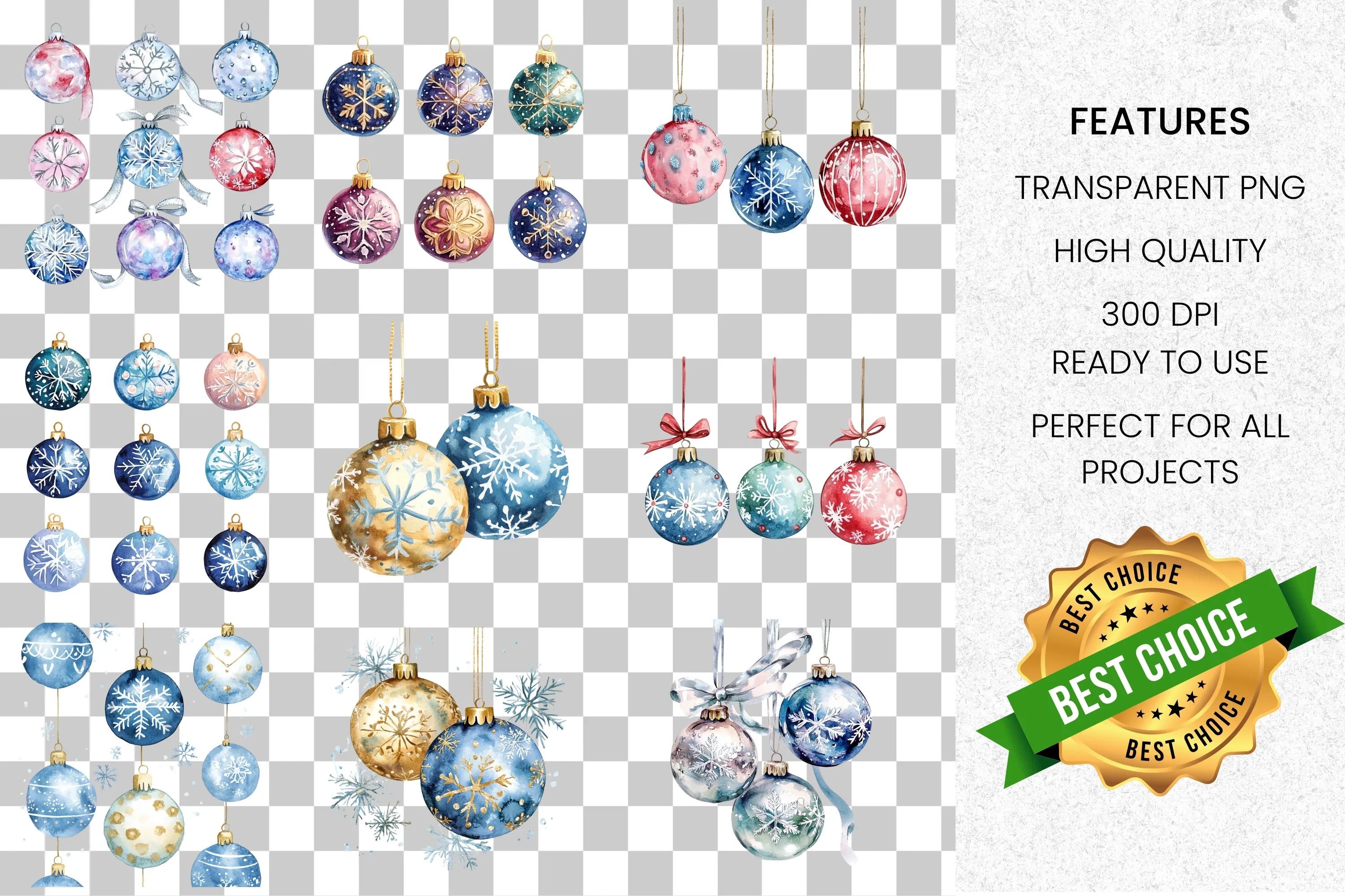 Festive Ornaments Clipart Bundle
