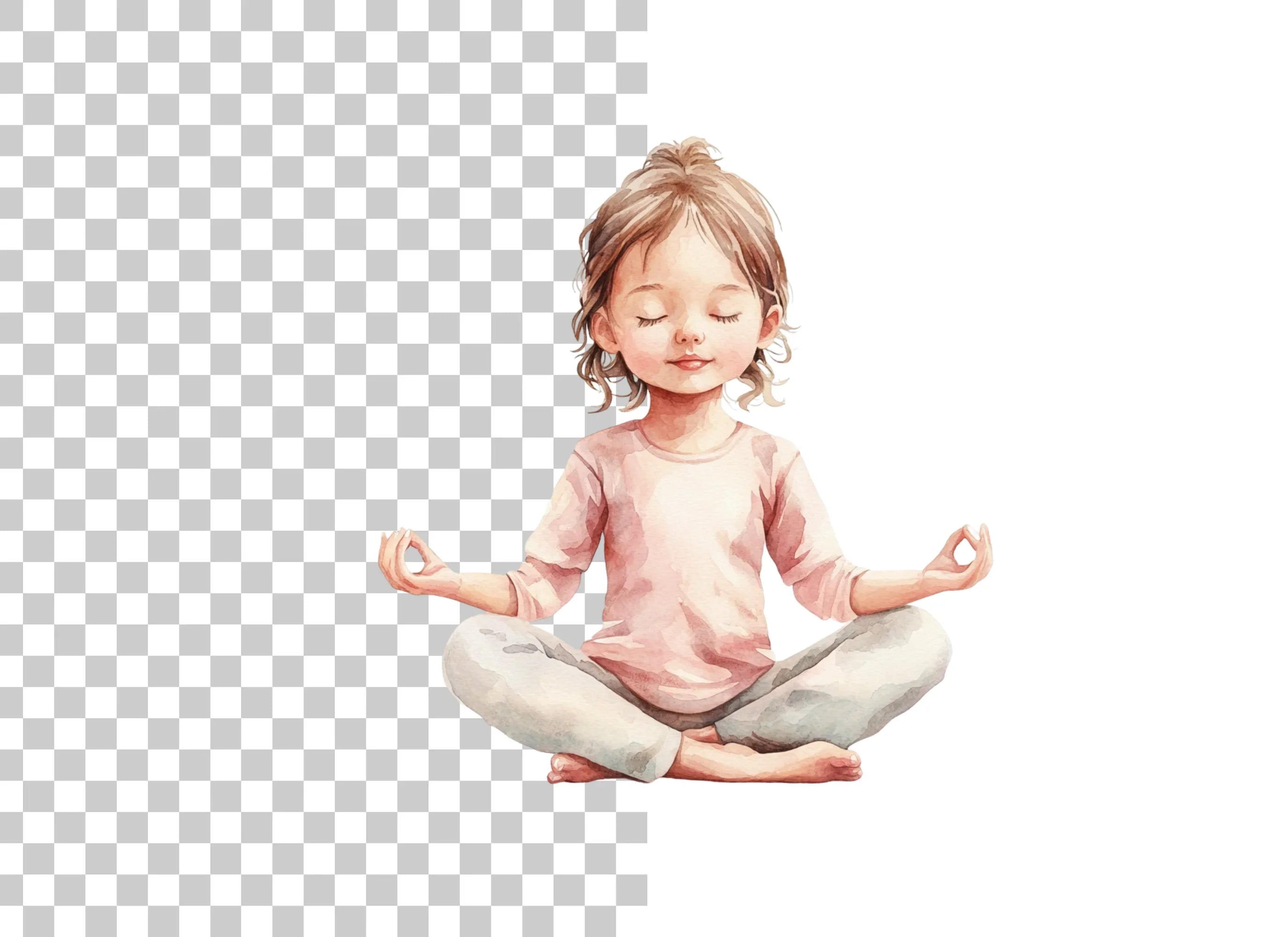 Little Girl Meditating Clipart Bundle