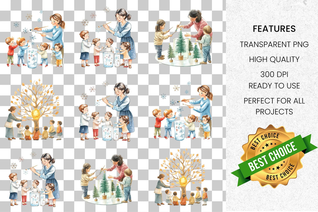 Family Holiday Crafts Clipart Bundle