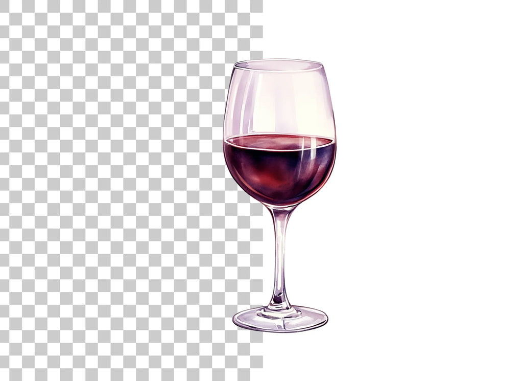 Deep Red Wine Glasses Clipart Bundle
