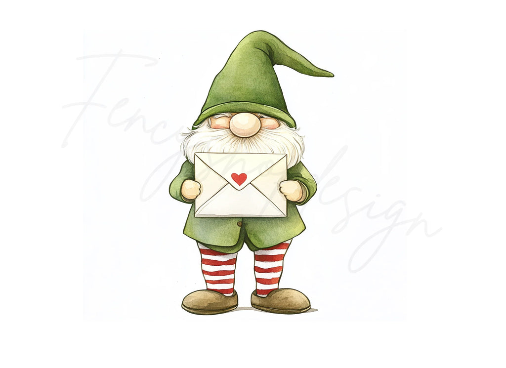 Green Gnomes Love Letters Clipart Bundle