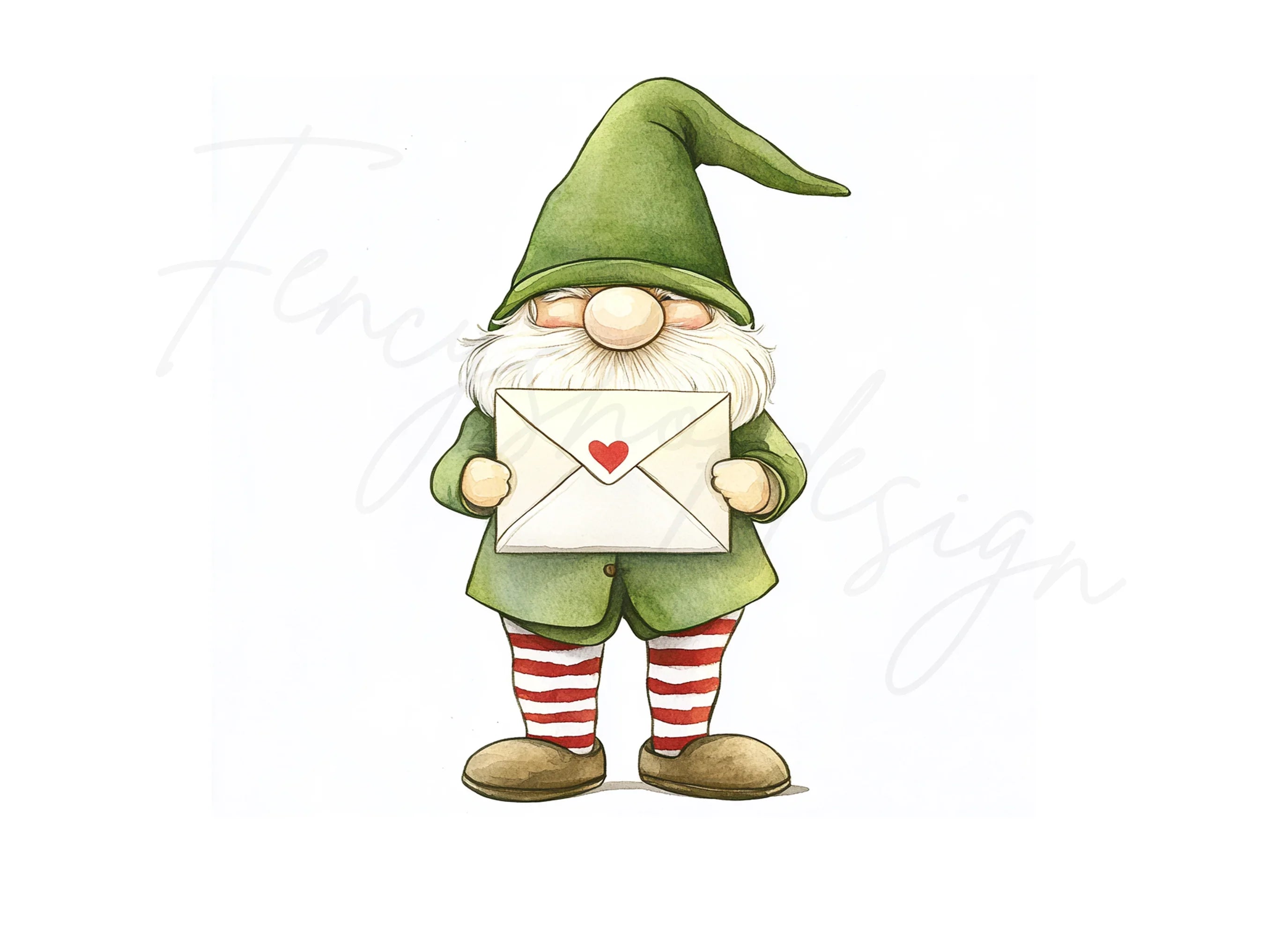 Green Gnomes Love Letters Clipart Bundle