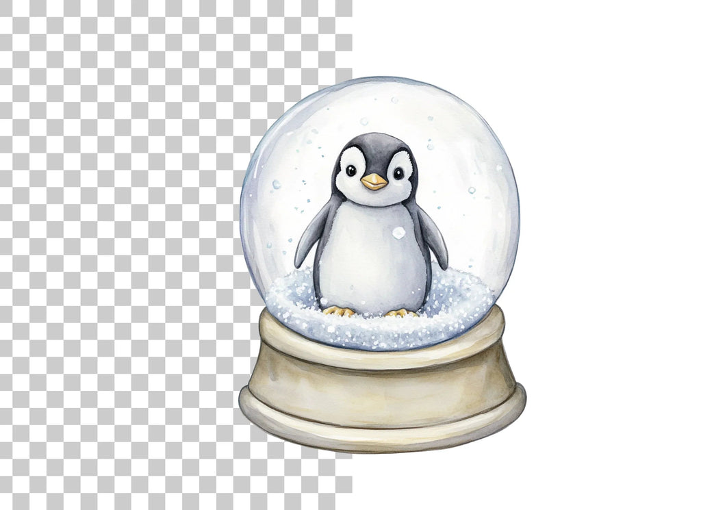 Penguin Snow Globe Duo Clipart Bundle