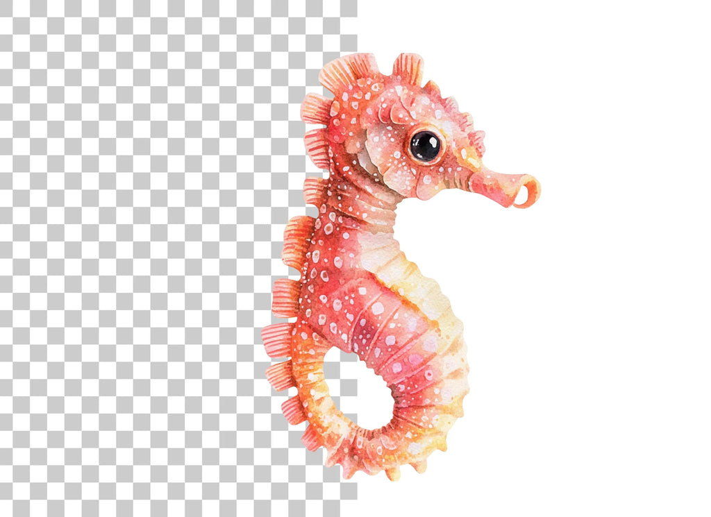 Pink and Orange Seahorse Clipart Bundle