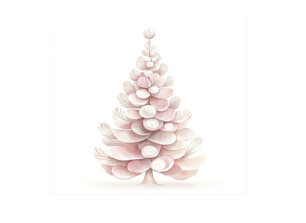 Whimsical Pink Christmas Tree Clipart Bundle