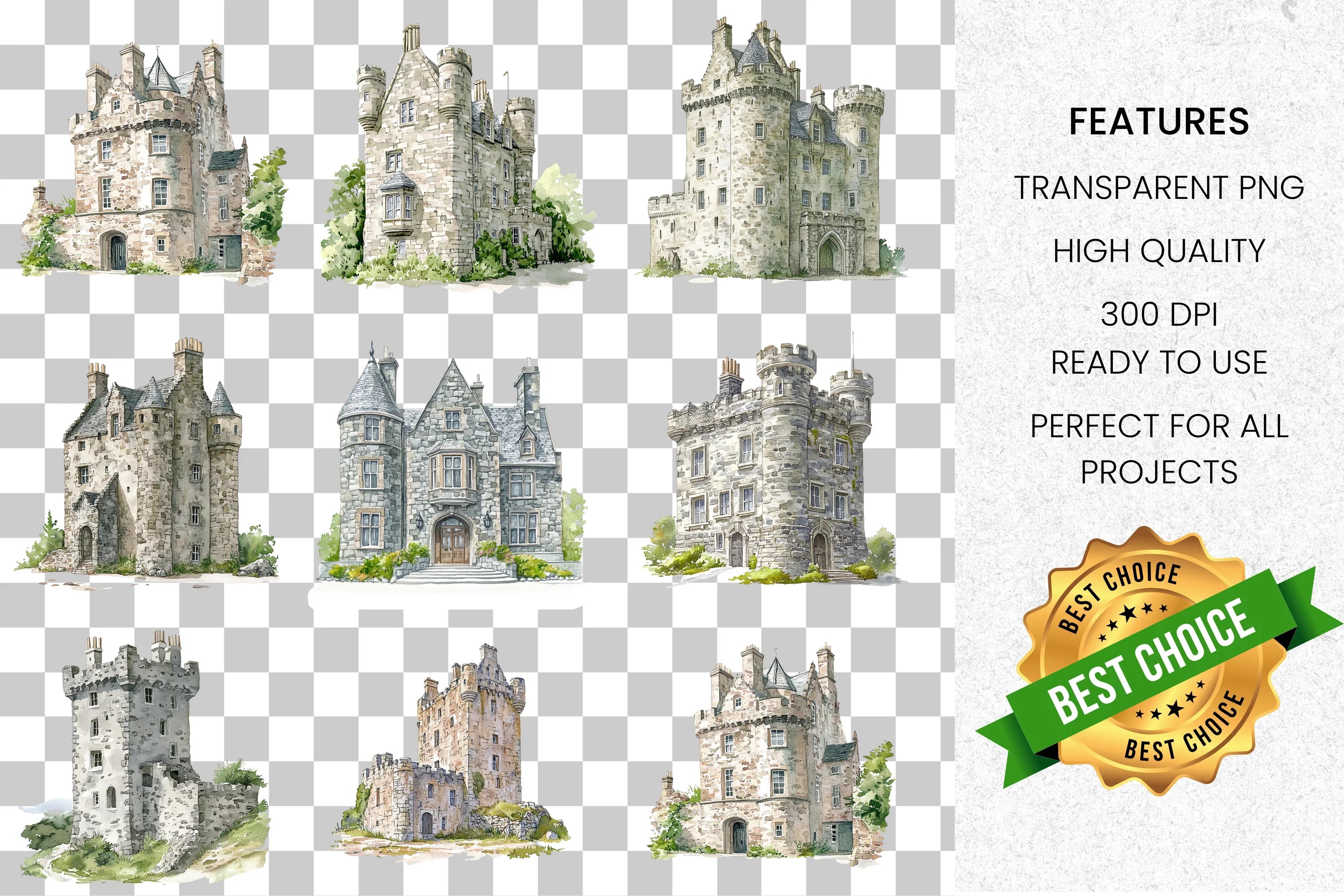 Medieval Castle Clipart Bundle