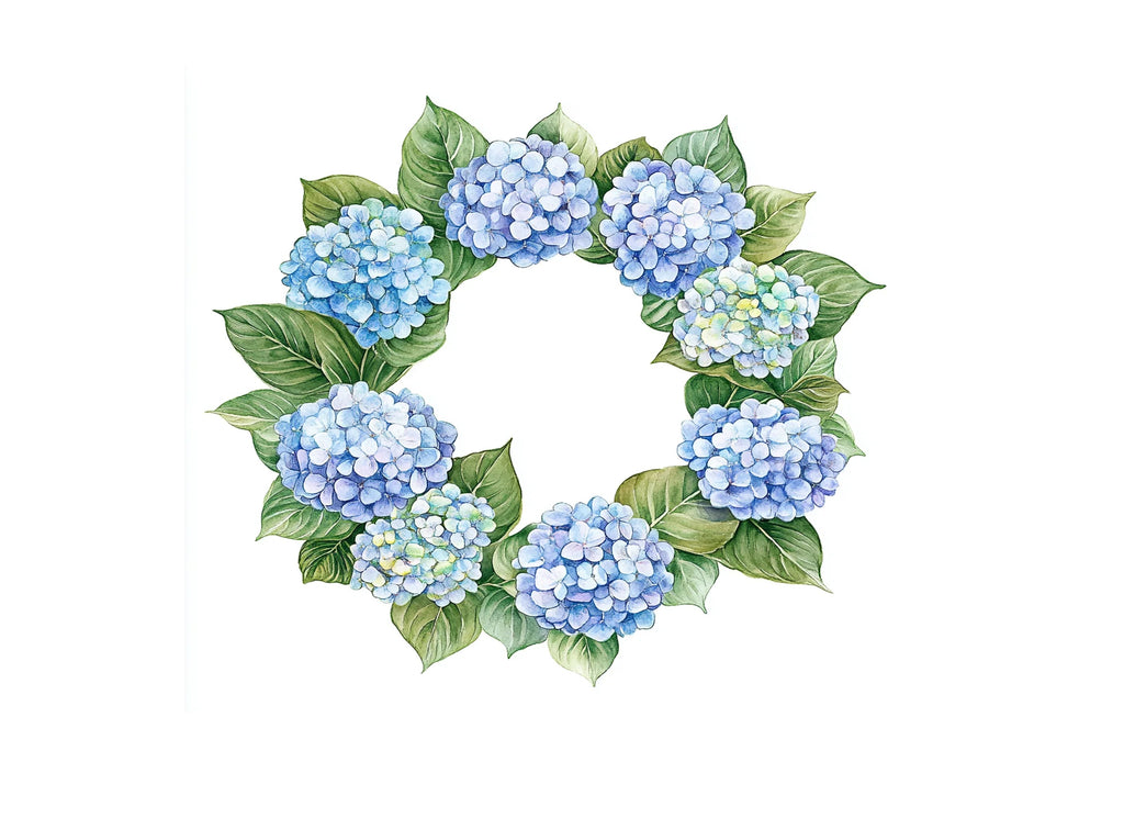 Blue Hydrangea Wreaths Clipart Bundle