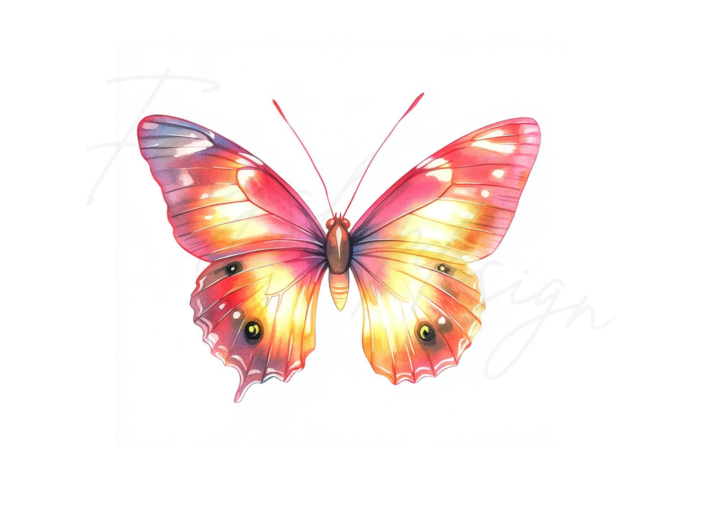 Pink and Orange Butterflies Clipart Bundle