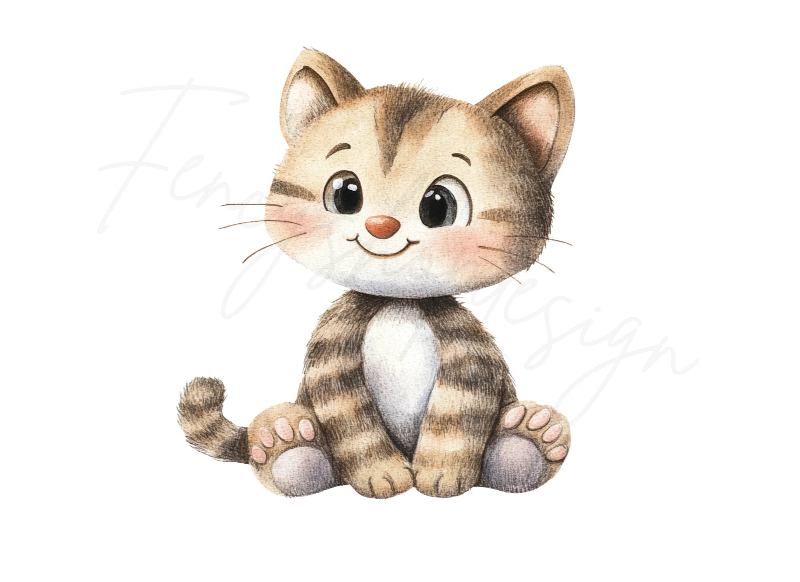Adorable Striped Kitten Clipart Bundle