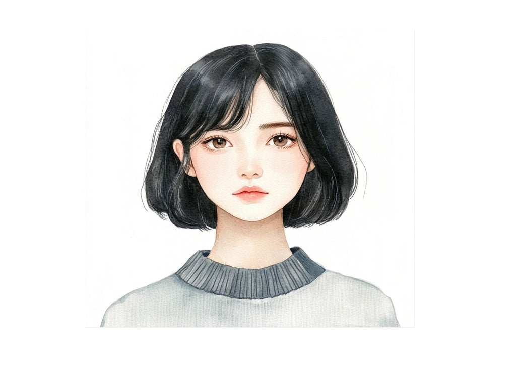Asian Girl Bob Haircut Clipart Bundle