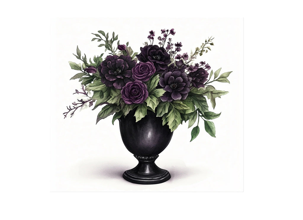Dark Floral Vase Arrangements Clipart Bundle