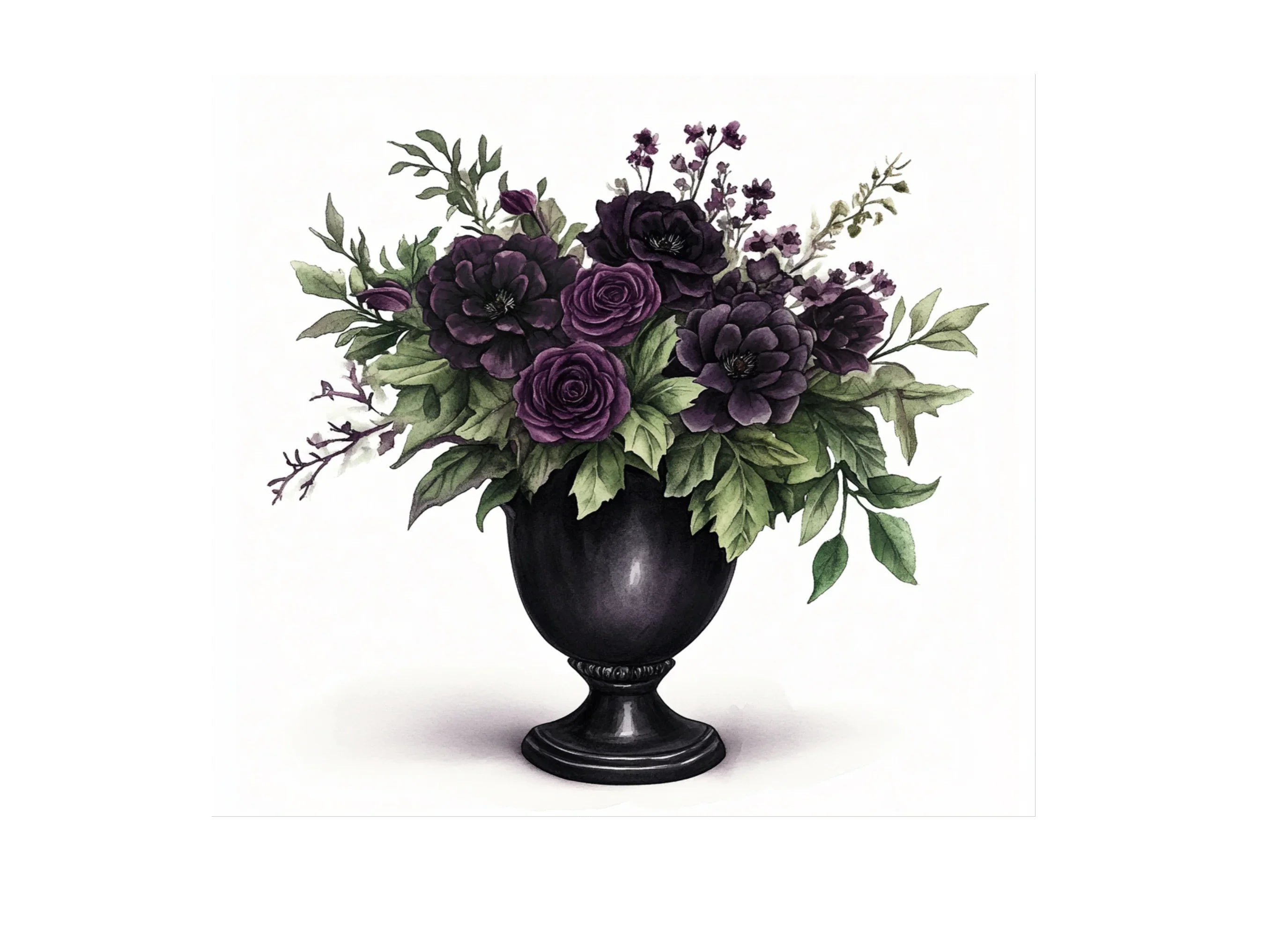 Dark Floral Vase Arrangements Clipart Bundle