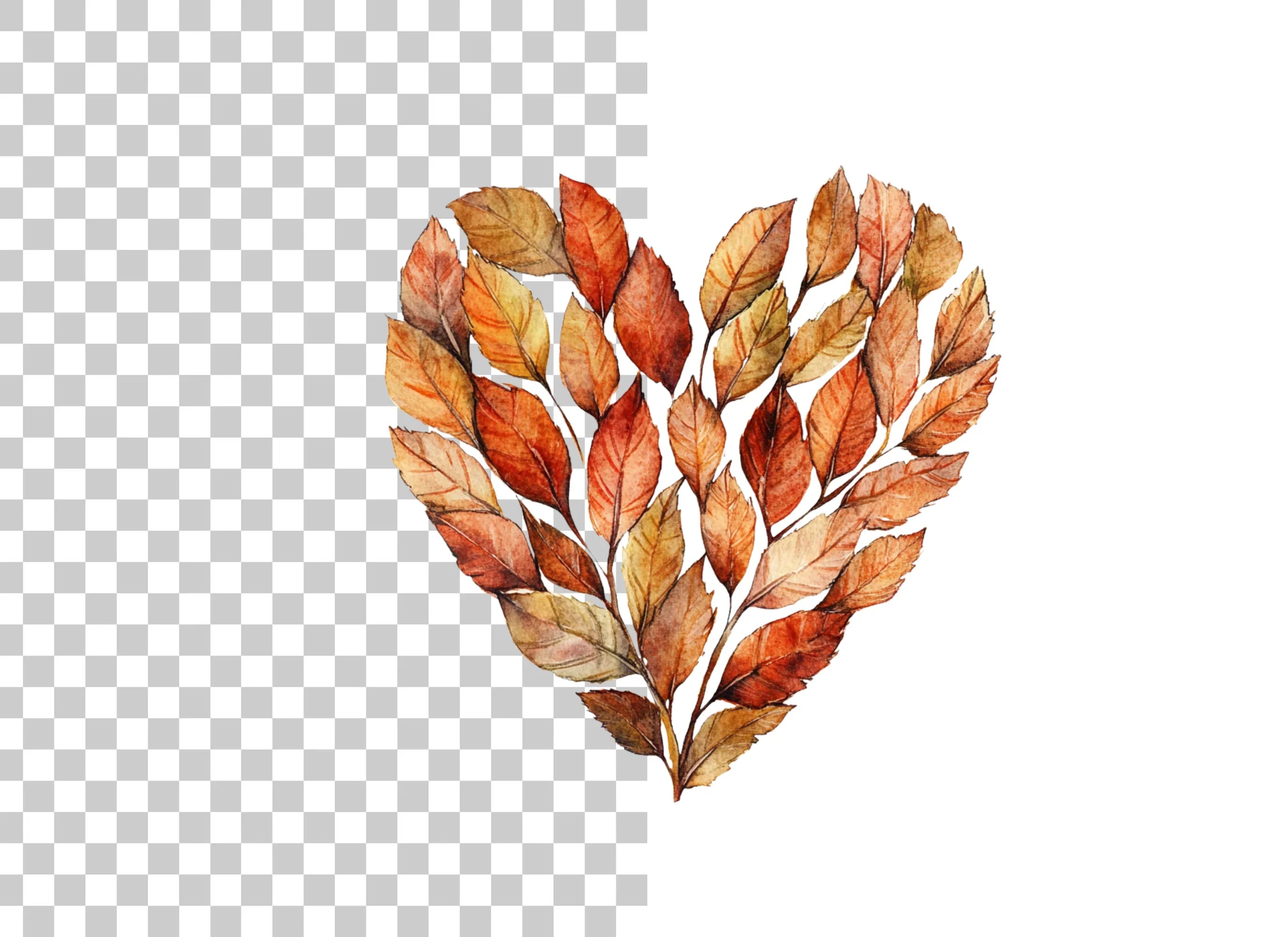 Autumn Leaves Heart Clipart Bundle