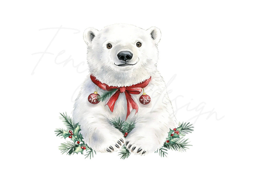 Cute Christmas Polar Bear Clipart Bundle