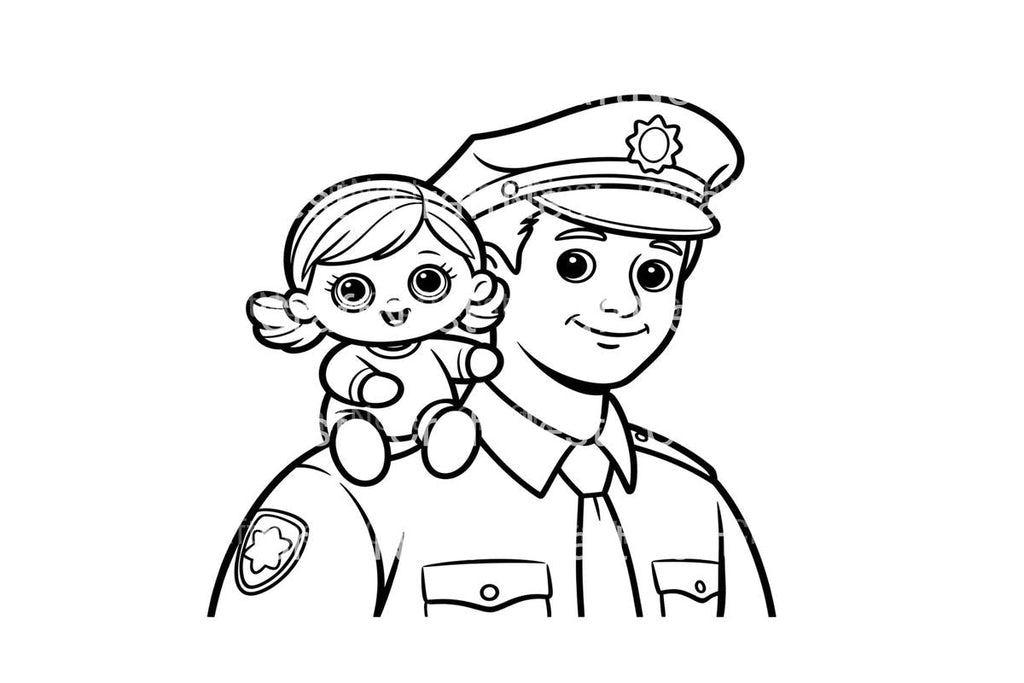 Police Officer and Doll Coloring Books