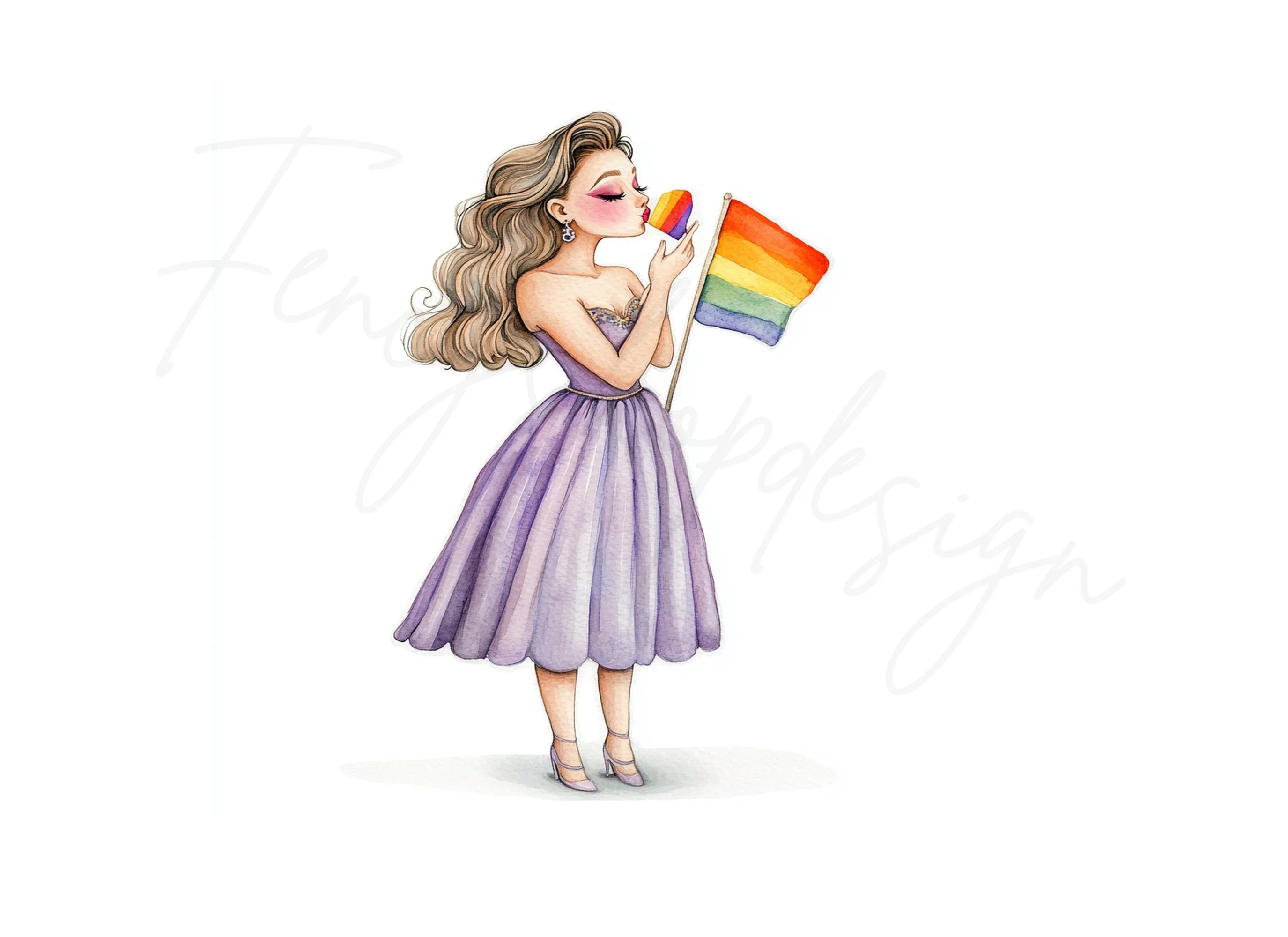 Girls with Pride Flag Clipart Bundle