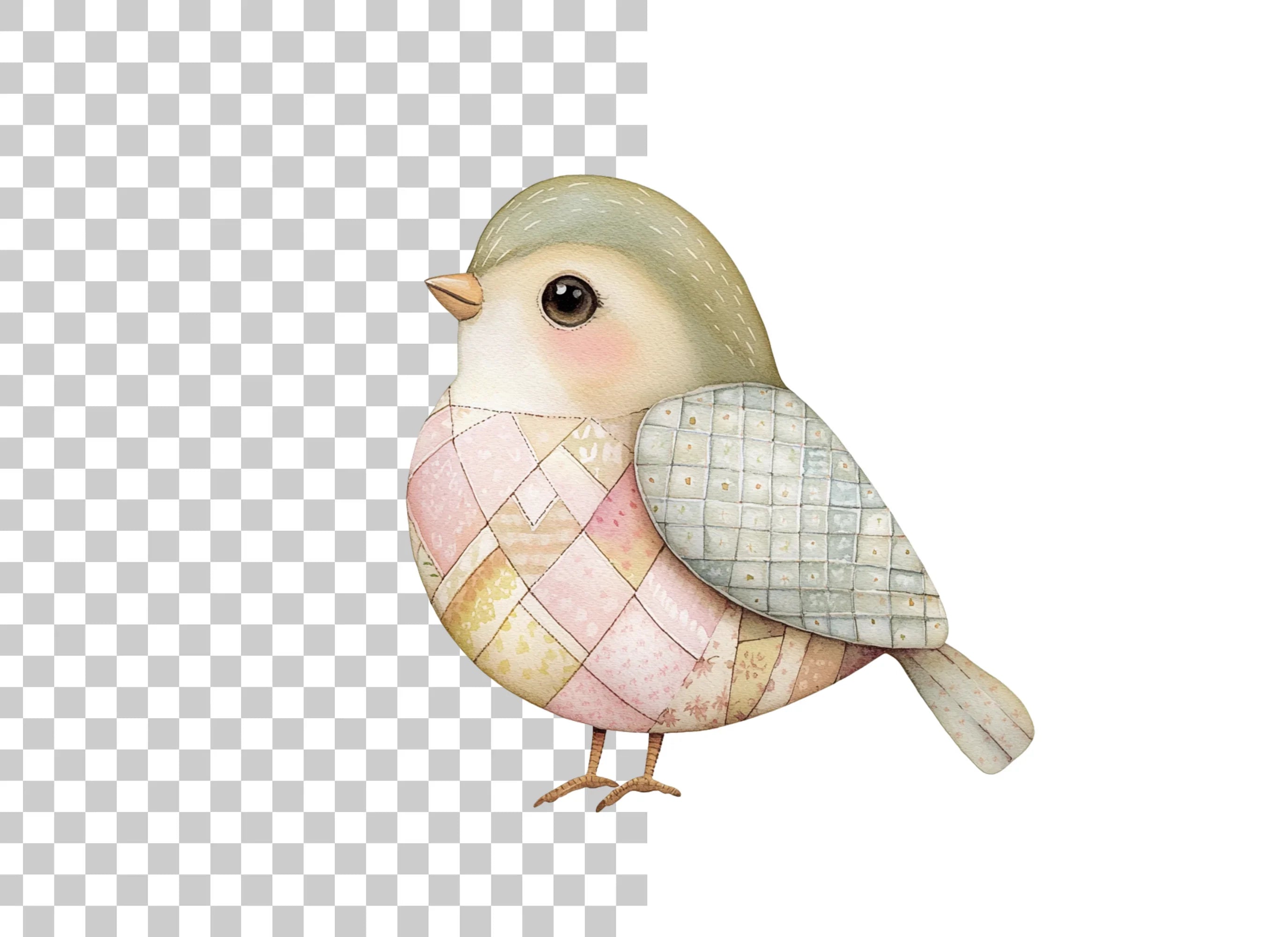 Cute Quilted Birds Clipart Bundle