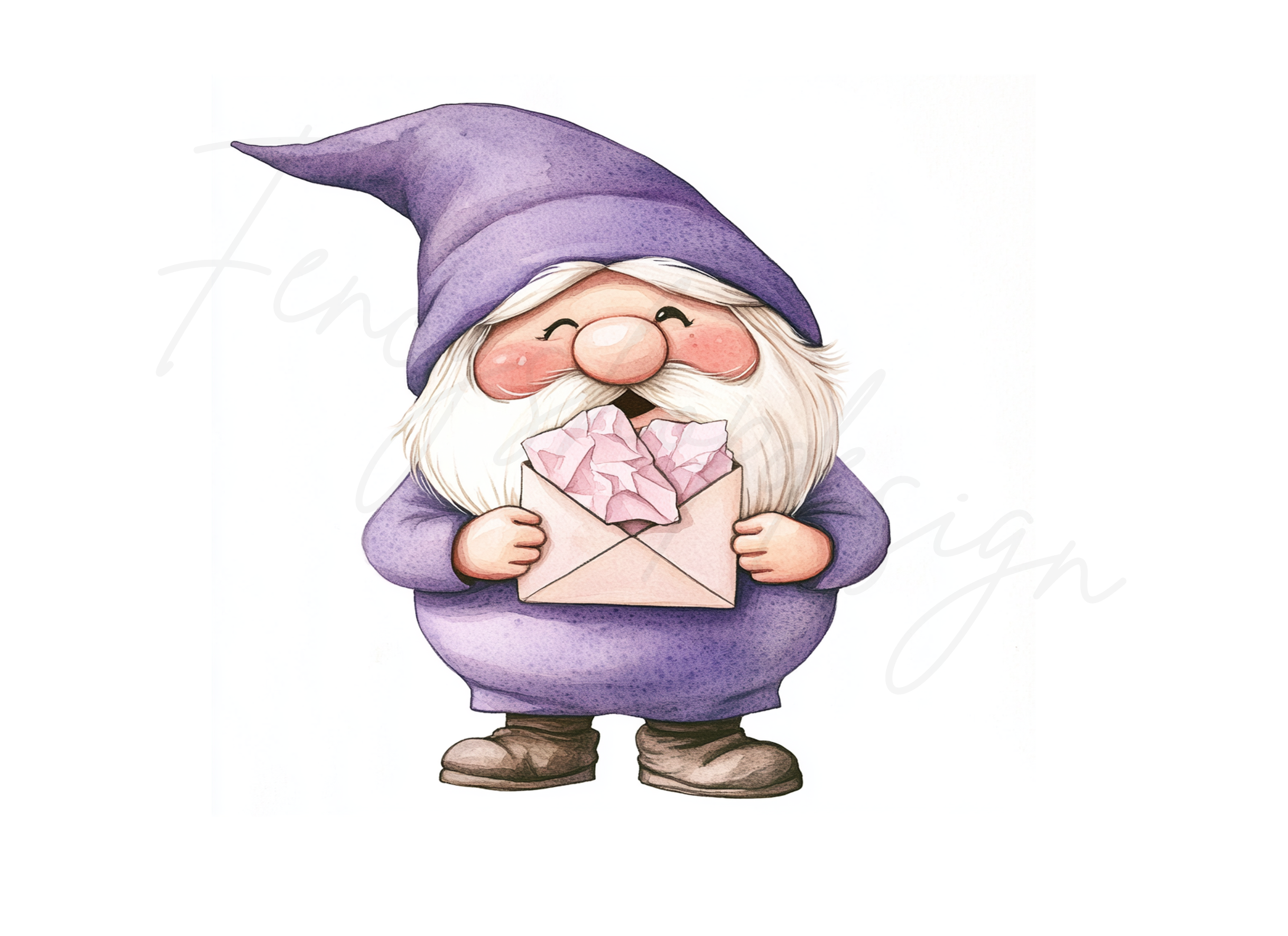 Purple Gnome Crystal Letter Clipart Bundle