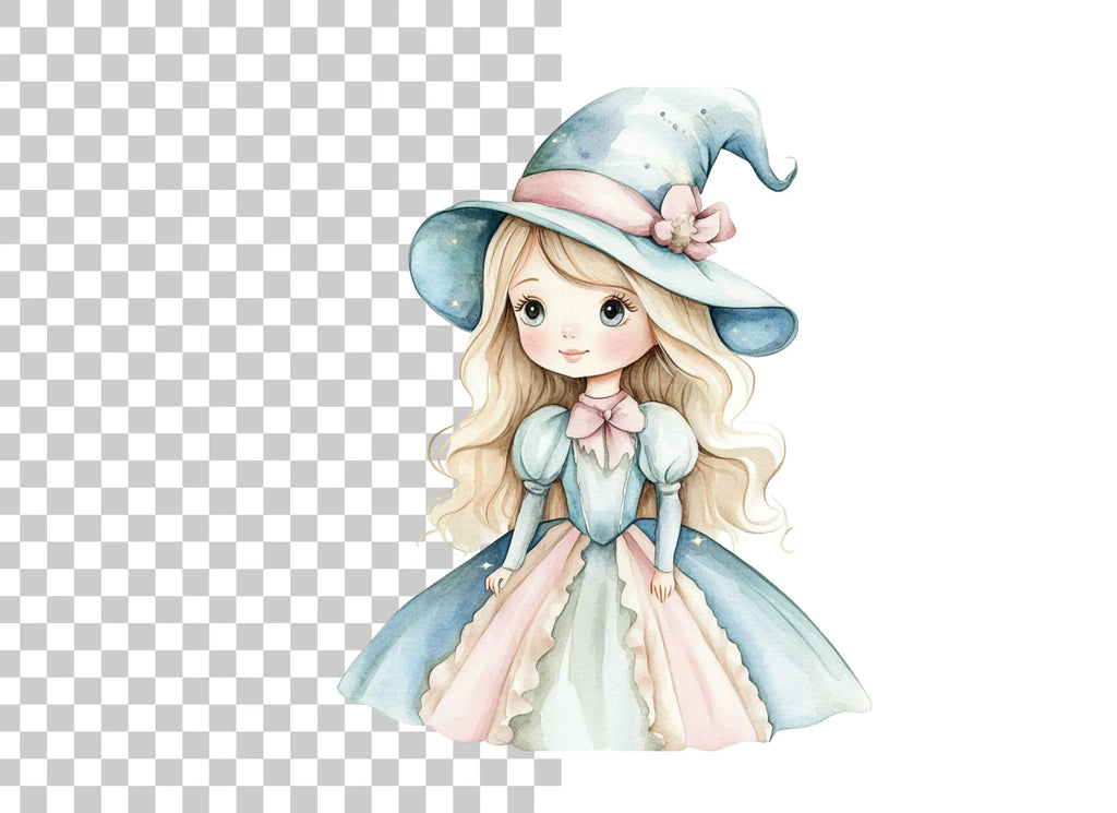 Cute Witch Girl Clipart Bundle