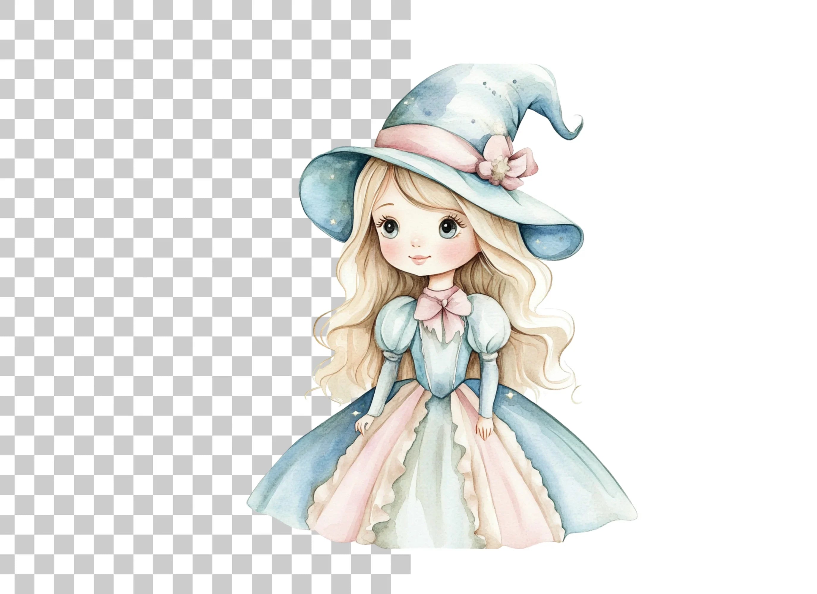 Cute Witch Girl Clipart Bundle