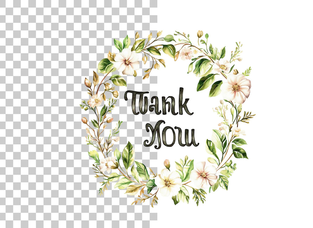 Floral Thank You Wreath Clipart Bundle