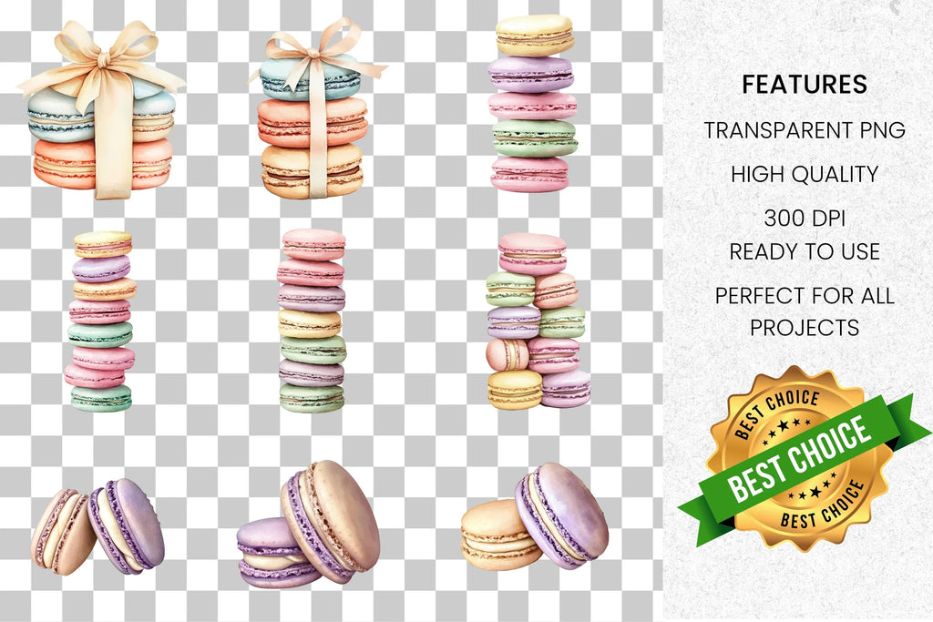 Macaron Dessert Clipart Bundle