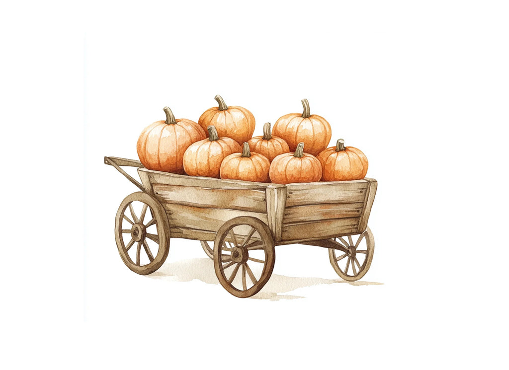 Rustic Pumpkin Wagon Clipart Bundle