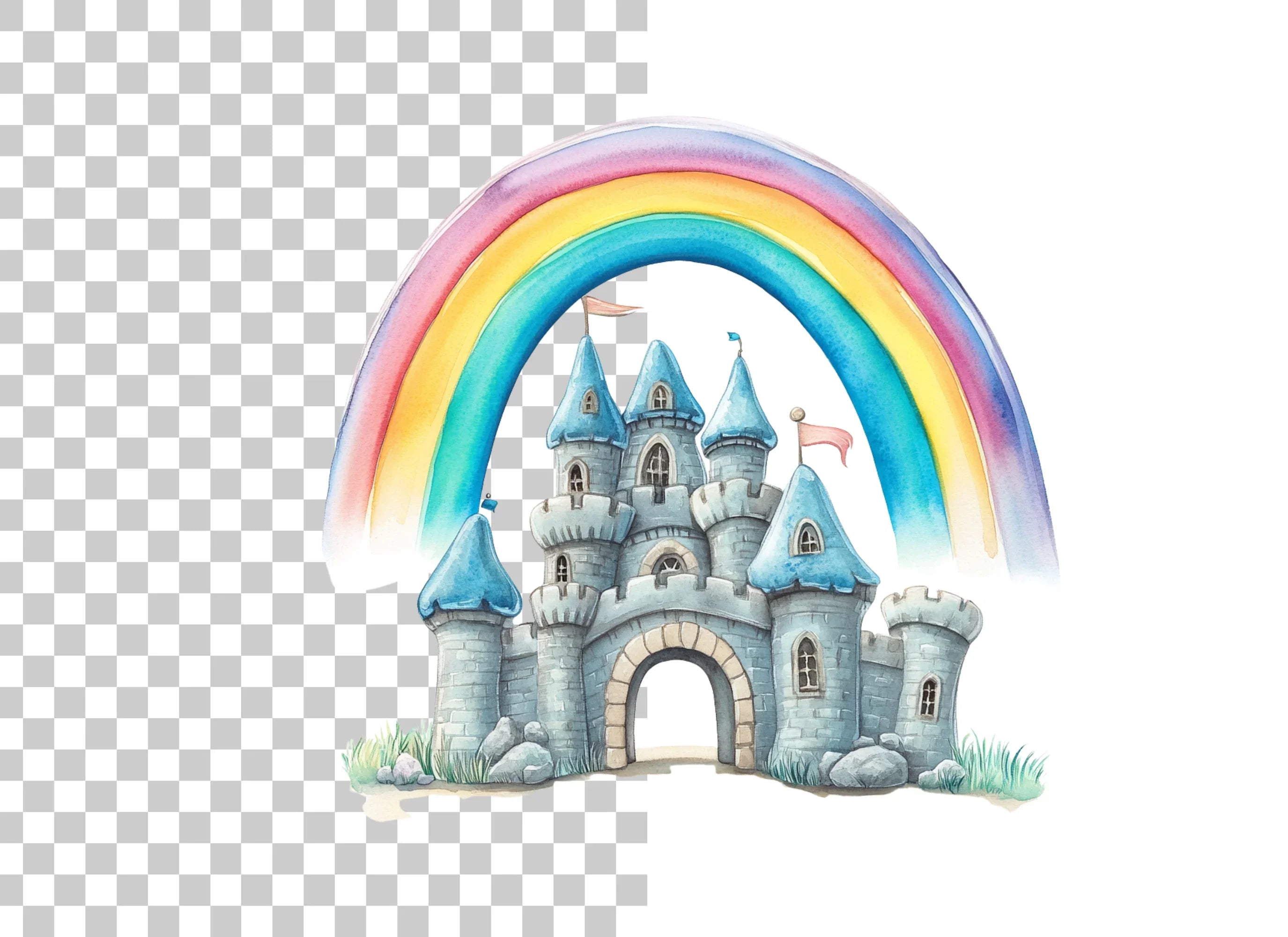 Magical Rainbow Castle Clipart Bundle
